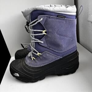 The North Face Youth Alpenglow V Waterproof Purple Winter Boots size 6